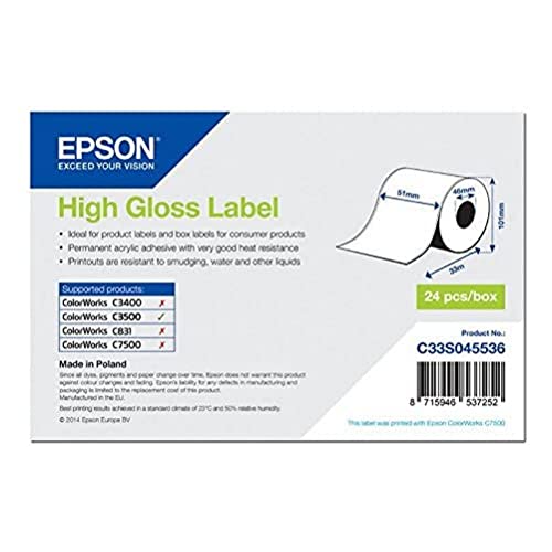 Epson High Gloss Label - Continuous, 51 mm x 33 m von Epson