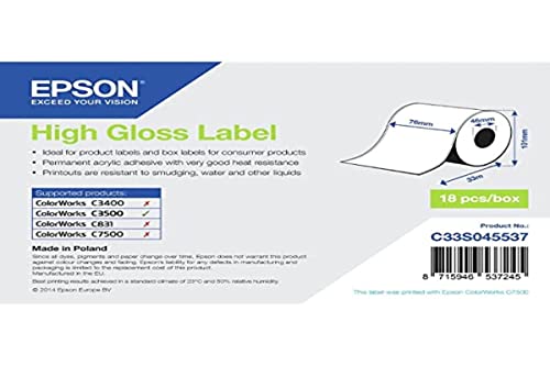 Epson High Gloss Label - Continuous, 76 mm x 33 m von Epson