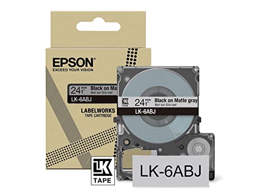 Epson Labelworks LK-6ABJ Etikettierbandkassette kompatibel zu Epson LabelWorks LW-C610 Grau L matt/schwarz 24mm von Epson