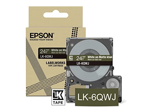 Epson Labelworks LK-6QWJ Etikettierbandkassette kompatibel mit Epson LabelWorks LW-C610 matt Khaki/Weiß 24mm von Epson