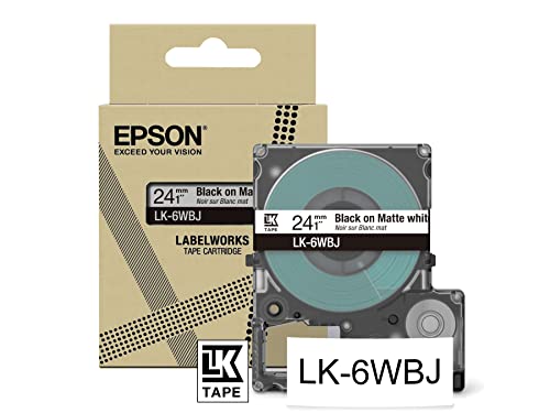 Epson Etikettenkassette, mattes Beschriftungsband LK-6WBJ schwarz auf weiß, langlebiges Band für Epson LabelWorks Etikettendrucker, wasser- & verschleißfest, 8 m x 24 mm Epson Etikettenkassette, mattes Beschriftungsband LK-6WBJ schwarz auf weiß, langlebiges Band für Epson LabelWorks Etikettendrucker, wasser- & verschleißfest, 8 m x 24 mm von Epson