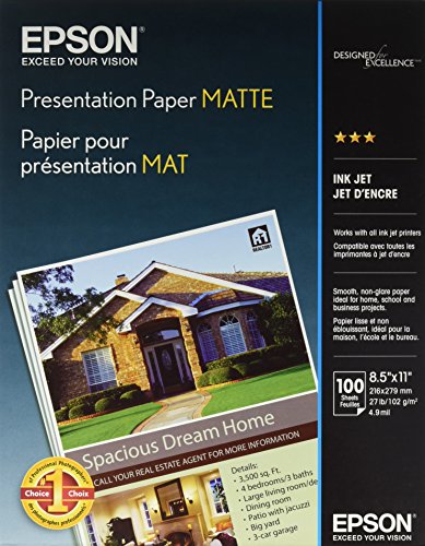Epson Präsentationspapier, matt, 21,6 x 27,9 cm, 100 Stück (S041062), Weiß von Epson