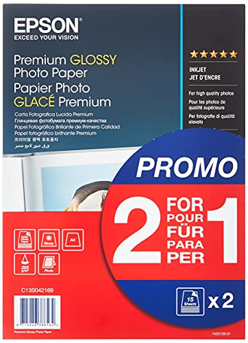 Epson Premium glossy photo paper inkjet 255g/m2 A4 2x15 Blatt Pack von Epson