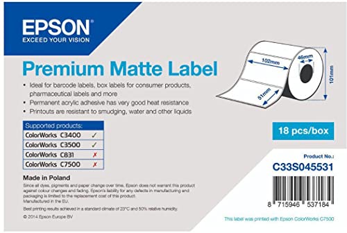 Epson Premium matte Label, 102 x 51 mm, 650 Stück von Epson