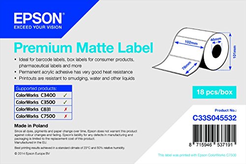 Epson Premium matte Label, 102 x 76 mm, 440 Stück Epson Premium matte Label, 102 x 76 mm, 440 Stück von Epson