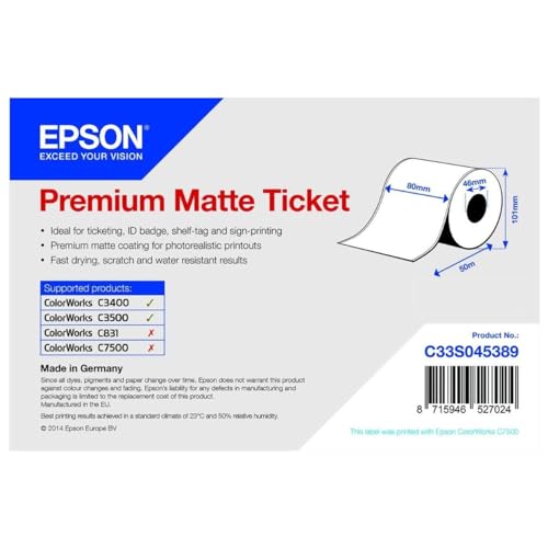 Epson Premium matte Ticket Roll, 80 mm x 50 m von Epson