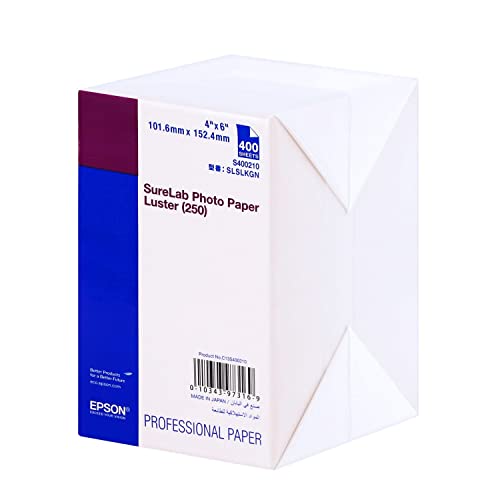 Epson SureLab Tintenstrahlpapier, glänzend, 250 g, für D500/D700/D800/D1000-10 x 15 cm, 400 Blatt Epson SureLab Tintenstrahlpapier, glänzend, 250 g, für D500/D700/D800/D1000-10 x 15 cm, 400 Blatt von Epson