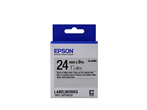 Epson lk-6sbe – Bänder für Drucker Etiketten (schwarz auf silber, LabelWorks LW-600P LabelWorks LW LabelWorks LW-900P, Blister) von Epson