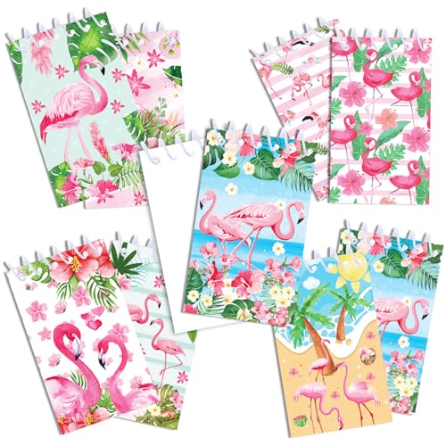 Epunk Flamingo-Partygeschenke, Mini-Notizbücher für Partytüten, tropische Aloha-Spiralnotizblöcke, Kinder, Sommer-Geschenktütenfüller, 16 Stück von Epunk