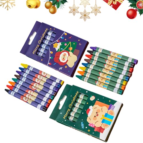 Epunk Weihnachtsmalstifte für Kinder, ungiftig, waschbar, Kunstbedarf für Weihnachtsgeschenke, Strumpffüller und Bastelarbeiten, 8 Farben pro Box, 16 Stück von Epunk