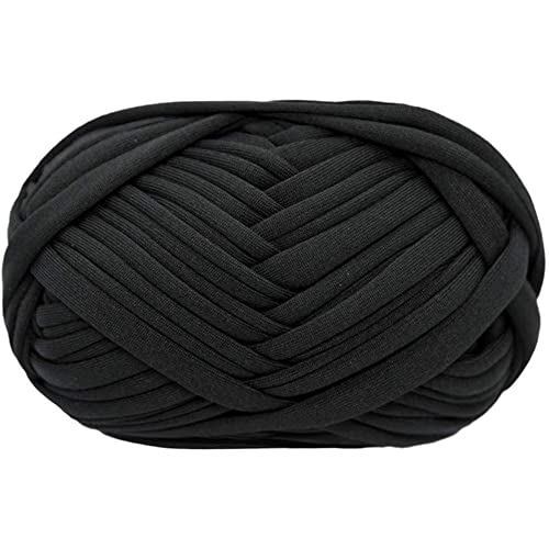 Eqarp T-Shirt-Garn, Strickgarn, Stoff, Häkeltuch für Sommer, Handarbeit, DIY, Tasche, Decke, Kissen, Häkelprojekte, 100 g (##01 Schwarz) von Eqarp