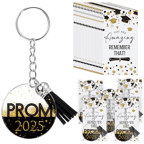 Equsion 100 Sets Klasse 2025 Abschlussgeschenke, inspirierender Schlüsselanhänger, motivierende Glückwunschkarten für Abschlussfeier, Abschlussball, Partygeschenke (schwarz) von Equsion