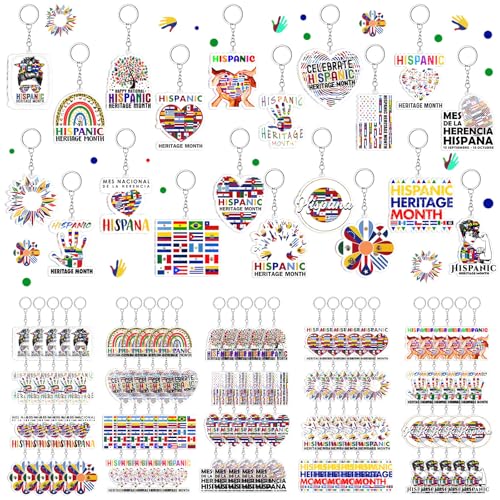 Equsion 100 Stück hispanisches Erbe Monat Schlüsselanhänger Bulk, spanische Fiesta, Partygeschenke, latino-Erbe, Dekorationen für nationale hispanische Feier, latinx-Kulturschätzung, Geschenke für von Equsion