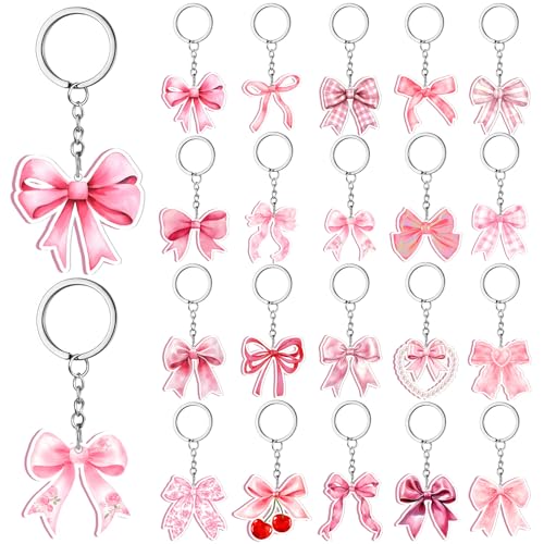 Equsion 100 Stück rosa Schleife, Partyzubehör, Acryl, rosa Schleife, Schlüsselanhänger, Großpackung, Kokette, Geburtstagsparty, Dekorationen, Geschenke für Geburtstag, Cheer, Tanz, Team Equsion 100 Stück rosa Schleife, Partyzubehör, Acryl, rosa Schleife, Schlüsselanhänger, Großpackung, Kokette, Geburtstagsparty, Dekorationen, Geschenke für Geburtstag, Cheer, Tanz, Team von Equsion