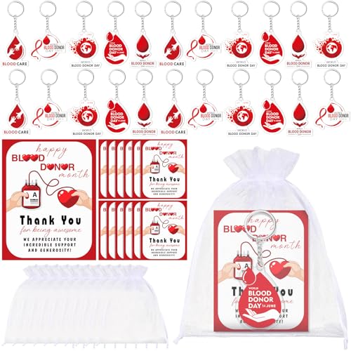 Equsion 50 Sets Weltblutspender-Schlüsselanhänger mit Organza-Beuteln und Karten, Blutweltspendertag, Geschenke, Giveaways, rote Tropfen, Feier, Dekoration für Wohltätigkeitsorganisationen Equsion 50 Sets Weltblutspender-Schlüsselanhänger mit Organza-Beuteln und Karten, Blutweltspendertag, Geschenke, Giveaways, rote Tropfen, Feier, Dekoration für Wohltätigkeitsorganisationen von Equsion