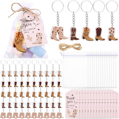 Equsion 50 Sets Western-Cowboy-Gastgeschenke für Gäste, brauner Acryl-Cowboystiefel-Schlüsselanhänger mit weißen Organza-Beuteln und Dankesanhängern für Hochzeit, Geburtstag, Babyparty, Partyzubehör Equsion 50 Sets Western-Cowboy-Gastgeschenke für Gäste, brauner Acryl-Cowboystiefel-Schlüsselanhänger mit weißen Organza-Beuteln und Dankesanhängern für Hochzeit, Geburtstag, Babyparty, Partyzubehör von Equsion
