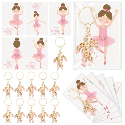 Equsion Ballerina-Partygeschenke für Mädchen, Ballettschuhe, Schlüsselanhänger, Emaille, Legierung, Ballettschuhe, Schlüsselanhänger mit Dankeskarten, Geschenk Equsion Ballerina-Partygeschenke für Mädchen, Ballettschuhe, Schlüsselanhänger, Emaille, Legierung, Ballettschuhe, Schlüsselanhänger mit Dankeskarten, Geschenk von Equsion