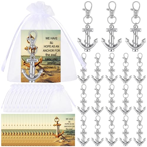 Equsion Christlicher Anker-Schlüsselanhänger, Großpackung, religiöse, inspirierende Skripturkarte, Organza-Beutel, nautisch, silberfarben, Schlüsselanhänger für Kirche, Ozean, Motto-Party, Vatertag Equsion Christlicher Anker-Schlüsselanhänger, Großpackung, religiöse, inspirierende Skripturkarte, Organza-Beutel, nautisch, silberfarben, Schlüsselanhänger für Kirche, Ozean, Motto-Party, Vatertag von Equsion