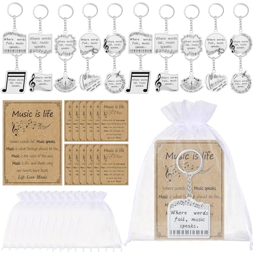 Equsion Musik-Schlüsselanhänger, Geschenk, Großpackung, Acryl, Musik-Schlüsselanhänger mit Karten, Organza-Beutel, Musik-Symbol, Partygeschenke, Chorgeschenke, Schlüsselring, Schmuck für Studenten Equsion Musik-Schlüsselanhänger, Geschenk, Großpackung, Acryl, Musik-Schlüsselanhänger mit Karten, Organza-Beutel, Musik-Symbol, Partygeschenke, Chorgeschenke, Schlüsselring, Schmuck für Studenten von Equsion