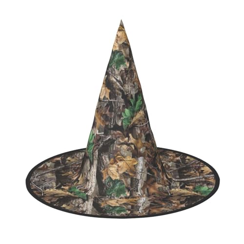 ErKaL Cold Tree Camouflage-Druck, Halloween-Hexenhut, Hexenhüte für Erwachsene, Hexen-Zauberer, Cosplay-Zubehör für Urlaub, Halloween-Party von ErKaL