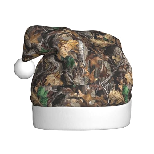 ErKaL Cold Tree Camouflage-bedruckte Weihnachtsmannmütze, Weihnachtsmütze für Erwachsene, flauschige Weihnachtsmütze für Damen und Herren, Urlaubsparty von ErKaL