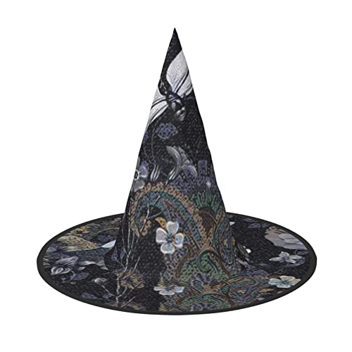 ErKaL Dragonflies Grey Printed Halloween Witch Hat, Witches Hats For Adults,Witches Wizard Cosplay Accessory For Holiday Halloween Party von ErKaL