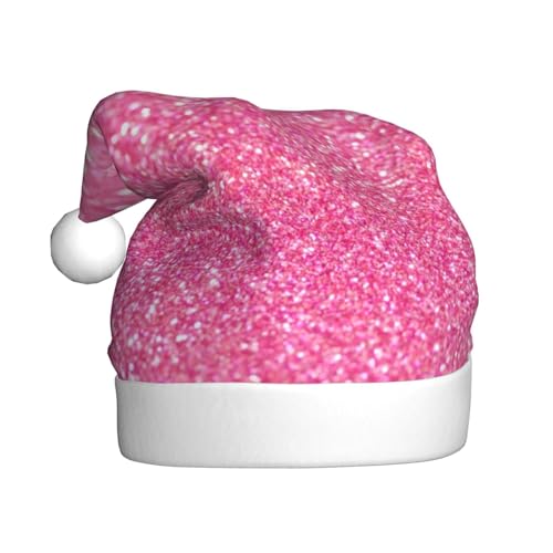 ErKaL Glitzernde rosa glitzernde Weihnachtsmannmütze, Weihnachtsmütze für Erwachsene, flauschige Weihnachtsmütze für Damen und Herren, Urlaubsparty von ErKaL