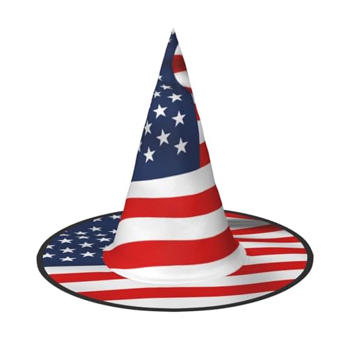 ErKaL Halloween-Hexenhut mit amerikanischer Flagge, patriotischer Druck, Hexenhüte für Erwachsene, Hexen-Zauberer, Cosplay-Zubehör für Urlaub, Halloween-Party von ErKaL