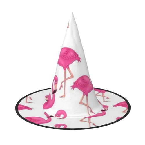 ErKaL Halloween-Hexenhut mit pinkem Flamingo, Hexenhut für Erwachsene, Hexen-Zauberer, Cosplay-Zubehör für Urlaub, Halloween-Party von ErKaL