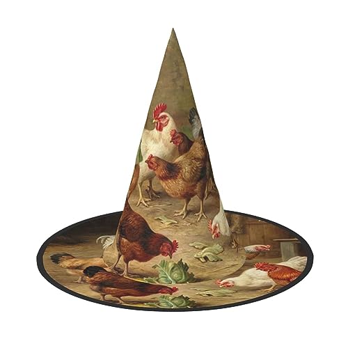 ErKaL Hexenhut mit Brathähnchen-Motiv, bedruckt, Halloween-Hexenhut, Hexenhüte für Erwachsene, Hexen-Zauberer, Cosplay-Zubehör für Urlaub, Halloween-Party von ErKaL