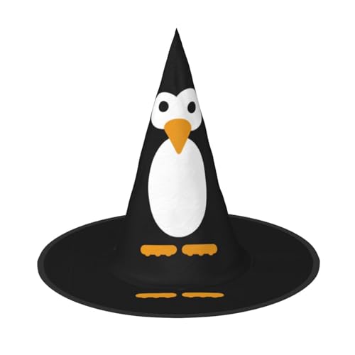ErKaL Niedlicher Pinguin-bedruckter Halloween-Hexenhut, Hexenhüte für Erwachsene, Hexen-Zauberer, Cosplay-Zubehör für Urlaub, Halloween-Party von ErKaL