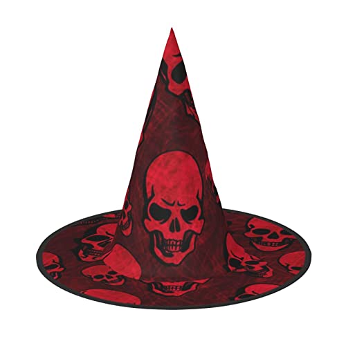 ErKaL Rote Totenköpfe bedruckter Halloween-Hexenhut, Hexenhüte für Erwachsene, Hexen-Zauberer, Cosplay-Zubehör für Urlaub, Halloween-Party von ErKaL