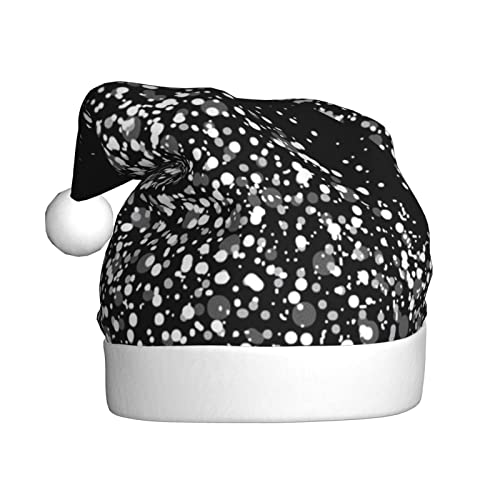 ErKaL Schwarz-weiße Weihnachtsmütze mit Glitzer-Druck, Weihnachtsmütze für Erwachsene, flauschige Weihnachtsmütze für Damen und Herren, Urlaubsparty von ErKaL