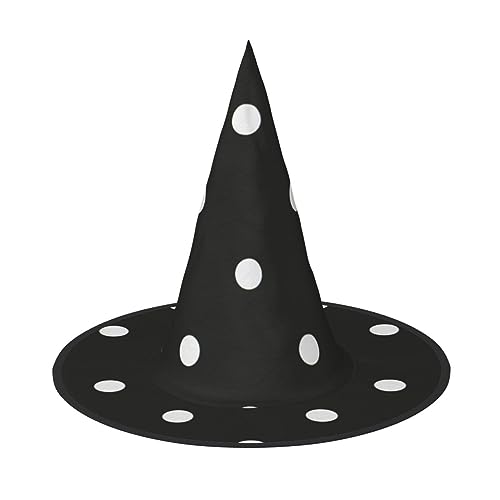 ErKaL Schwarzer und weißer gepunkteter Halloween-Hexenhut, Hexenhüte für Erwachsene, Hexen-Zauberer, Cosplay-Zubehör für Urlaub, Halloween-Party von ErKaL