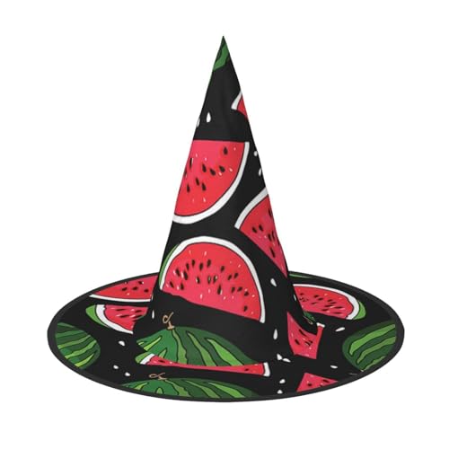 ErKaL Wassermelonen-bedruckter Halloween-Hexenhut, Hexenhüte für Erwachsene, Hexen-Zauberer, Cosplay-Zubehör für Urlaub, Halloween-Party von ErKaL