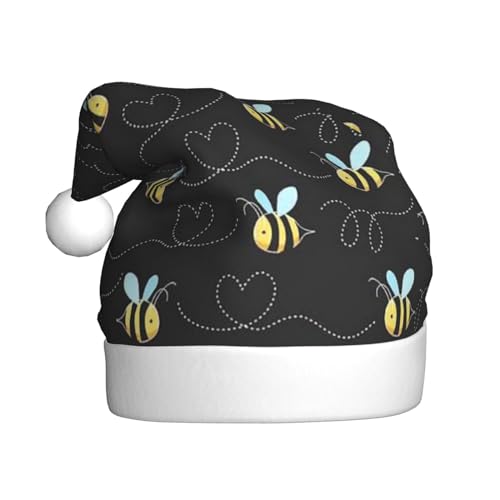 ErKaL Weihnachtsmütze mit Hummelmotiv, bedruckt, Weihnachtsmütze für Erwachsene, flauschige Weihnachtsmütze für Damen und Herren, Urlaubsparty von ErKaL