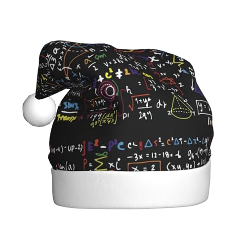 ErKaL Weihnachtsmütze mit Mathematikformel, bedruckt, Weihnachtsmütze für Erwachsene, flauschige Weihnachtsmütze für Damen und Herren, Urlaubsparty von ErKaL
