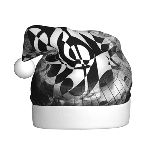 ErKaL Weihnachtsmütze mit Musikschlüssel-Motiv, bedruckt, Weihnachtsmütze für Erwachsene, flauschige Weihnachtsmütze für Damen und Herren, Urlaubsparty von ErKaL