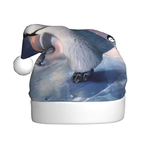 ErKaL Weihnachtsmütze mit Pinguin-Aufdruck, Weihnachtsmütze für Erwachsene, flauschige Weihnachtsmütze für Damen und Herren, Urlaubsparty von ErKaL
