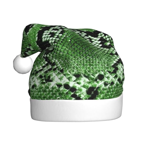 ErKaL Weihnachtsmütze mit Schlangenleder-Aufdruck, Weihnachtsmütze für Erwachsene, flauschige Weihnachtsmütze für Damen und Herren, Urlaubsparty von ErKaL