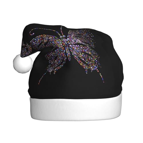 ErKaL Weihnachtsmütze mit Schmetterlingsdruck, Weihnachtsmütze für Erwachsene, flauschige Weihnachtsmütze für Damen und Herren, Urlaubsparty von ErKaL