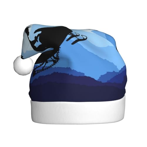 ErKaL Weihnachtsmütze mit Schneemobil bedruckt, Weihnachtsmütze für Erwachsene, flauschige Weihnachtsmütze für Damen und Herren, Urlaubsparty von ErKaL