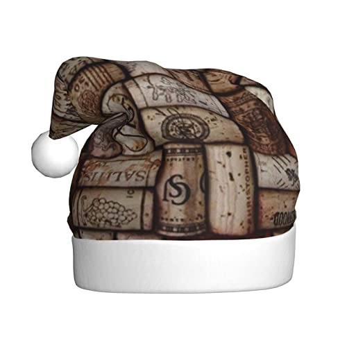 ErKaL Weihnachtsmütze mit Weinkork-Motiv, Weihnachtsmütze für Erwachsene, flauschige Weihnachtsmütze für Damen und Herren, Urlaubsparty von ErKaL