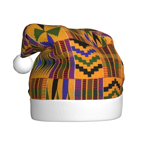 ErKaL Weihnachtsmütze mit afrikanischem Webmuster, Weihnachtsmütze für Erwachsene, flauschige Weihnachtsmütze für Damen und Herren, Urlaubsparty von ErKaL