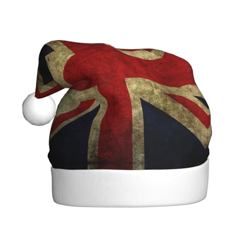 ErKaL Weihnachtsmütze mit britischer Flagge, Weihnachtsmütze für Erwachsene, flauschige Weihnachtsmütze für Damen und Herren, Urlaubsparty von ErKaL