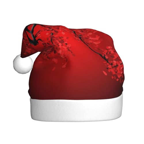 ErKaL Weihnachtsmütze mit rotem Blumendruck, Weihnachtsmütze für Erwachsene, flauschige Weihnachtsmütze für Damen und Herren, Urlaubsparty von ErKaL