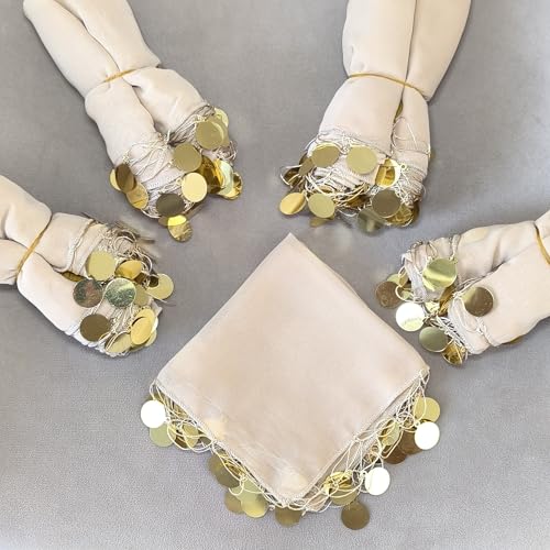 ErYa 10x einfarbig Halay Mendili Set Tanztücher Dügün Hochzeit Verlobung Kina Mendil Nisan Dügün türkische Hochzeit (Beige) von ErYa