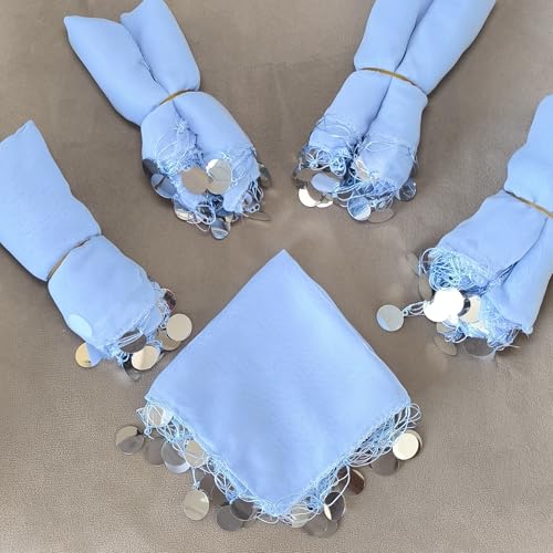 ErYa 10x einfarbig Halay Mendili Set Tanztücher Dügün Hochzeit Verlobung Kina Mendil Nisan Dügün türkische Hochzeit (Hellblau) von ErYa