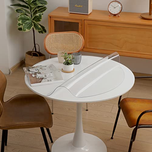 Runde Tischdeckel Tischdecken 2mm Dicke Dia.60cm runde Tischabdeckung Wischbare transparente Tischdeckel Tischdecke Küche Esszimmer Holz Möbel Schutzabdeckung von Eralove