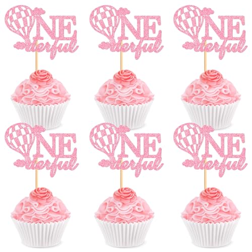 Ercadio 24 Stück Heißluftballon-Cupcake-Aufsätze, rosa Glitzer, Ballon-Kuchenspieße für Heißluftballon-Thema, Geburtstag, Babyparty, Party-Dekoration, Zubehör Ercadio 24 Stück Heißluftballon-Cupcake-Aufsätze, rosa Glitzer, Ballon-Kuchenspieße für Heißluftballon-Thema, Geburtstag, Babyparty, Party-Dekoration, Zubehör von Ercadio